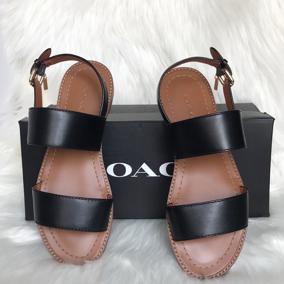 Coach Shoes - COACH HENNY LEATHER SANDAL BLACK WOMEN SIZE 7.5